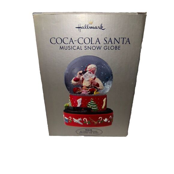 Hallmark 2001 Coca-Cola Santa Christmas Musical Snow Globe Moving Train Working - Picture 5 of 7